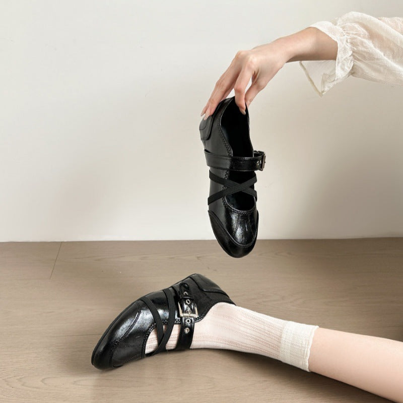 Damen elegante Mokassins mit modischen Schnallen-Details R&B