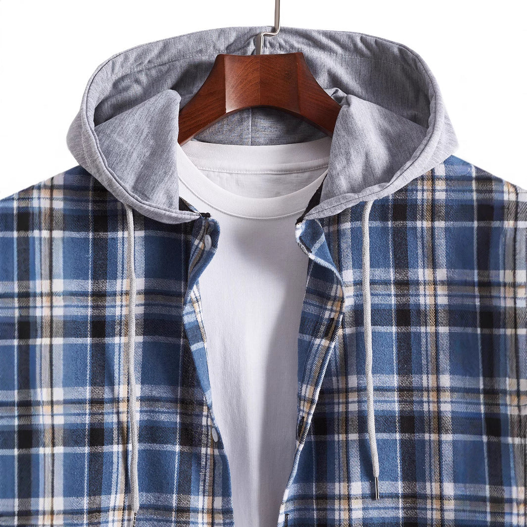Herren Flanellhemd mit integrierter Kapuze R&B