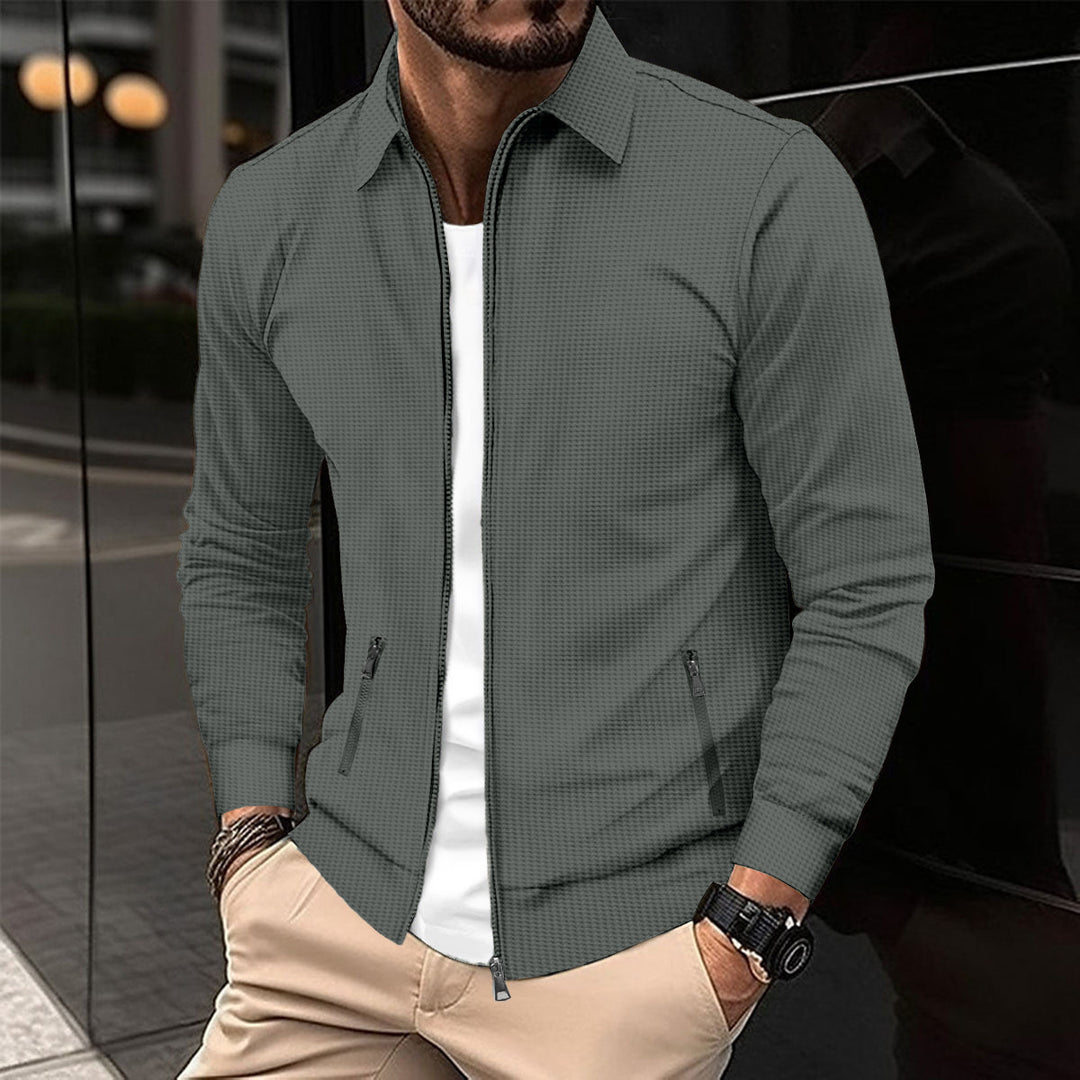 Herren modische Sweatjacke mit strukturierter Oberfläche und praktischen Reißverschlusstaschen R&B