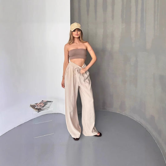 Damen Elegante und fließende Palazzo-Hose R&B