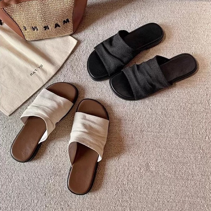 Damen Komfortable Zehentrenner-Sandalen mit breitem Riemendesign und ergonomischem Fußbett R&B