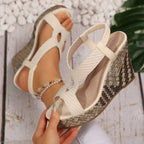Damen Wedge-Sandalen mit geflochtener Oberfläche und komfortabler Fußbettung R&B