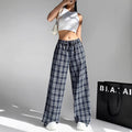 Damen Weit geschnittene Karohose mit elastischem Bund und praktischen Taschen R&B