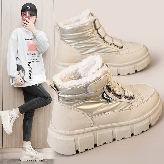 Damen Winterstiefel mit warmem Fleece-Futter und praktischen Klettverschlüssen R&B