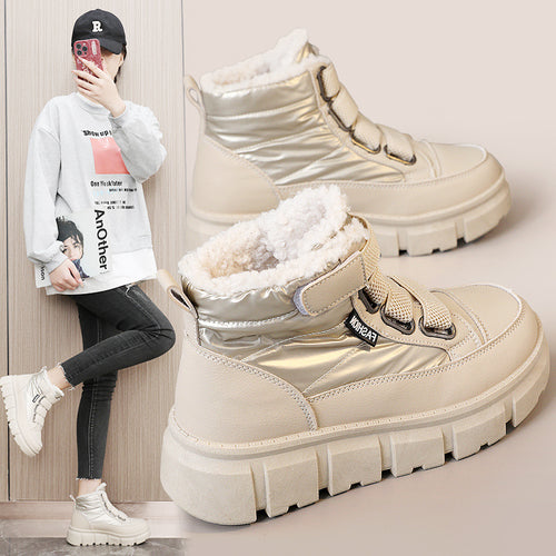 Damen Winterstiefel mit warmem Fleece-Futter und praktischen Klettverschlüssen R&B