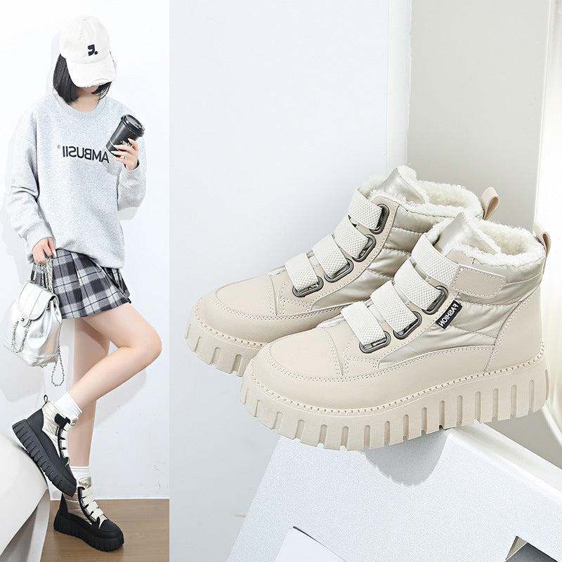 Damen modische High-Top Sneakers mit isolierendem Innenfutter und praktischen Klettverschlüssen R&B