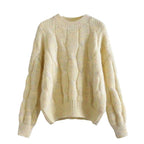 Damen Grobstrickpullover mit innovativem Wellenmuster R&B
