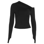 Damen Elegantes asymmetrisches Langarmoberteil R&B