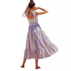 Damen Maxikleid mit schmeichelndem Smock-Oberteil und verspielten Trägern