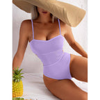 Damen Einteiler Badeanzug mit elegantem Rippendesign und figurschmeichelnder Silhouette R&B