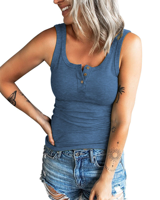 Damen komfortables Trägershirt mit Knopfdetails R&B