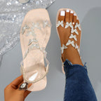 Damen Glamouröse Flip-Flops mit funkelnden Riemen und elastischem Fußbett R&B