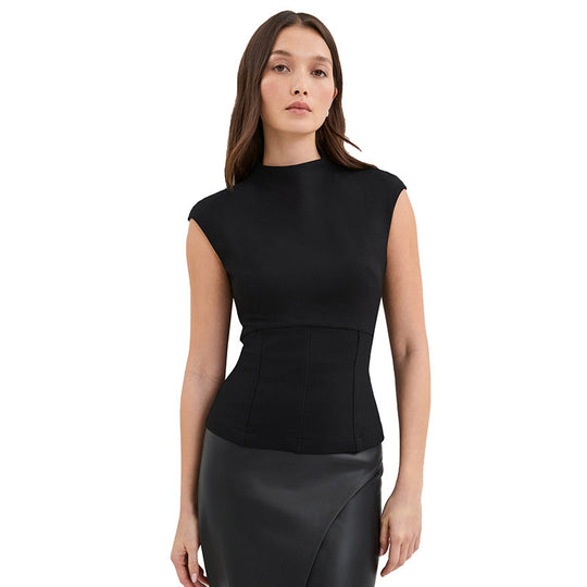 Damen Figurumspielendes Top mit elegantem High-Neck und schmalem Schnitt R&B