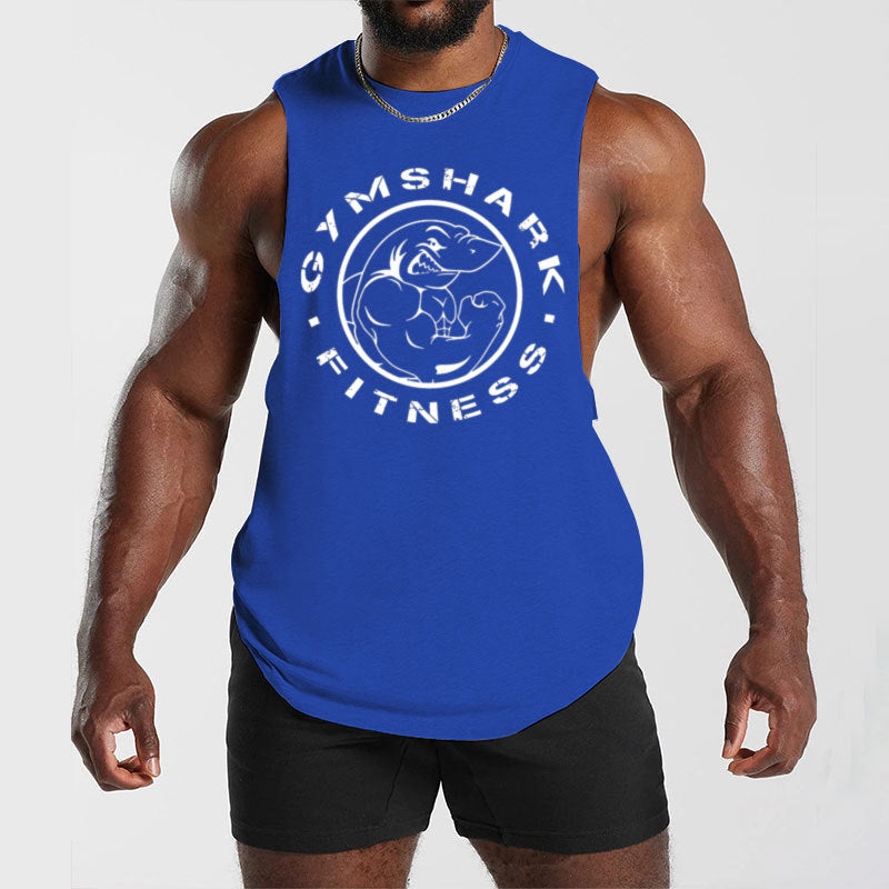 Herren nan ärmelloses Muskelshirt mit extra tiefen Armöffnungen und großem Logodruck R&B