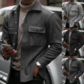 Herren nan modische Overshirt-Jacke in Filzoptik mit aufgesetzten Brusttaschen und sichtbarer Druckknopfleiste R&B
