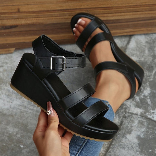 Damen Wedge Sandalen mit verstellbaren Riemen und komfortablem Fußbett R&B
