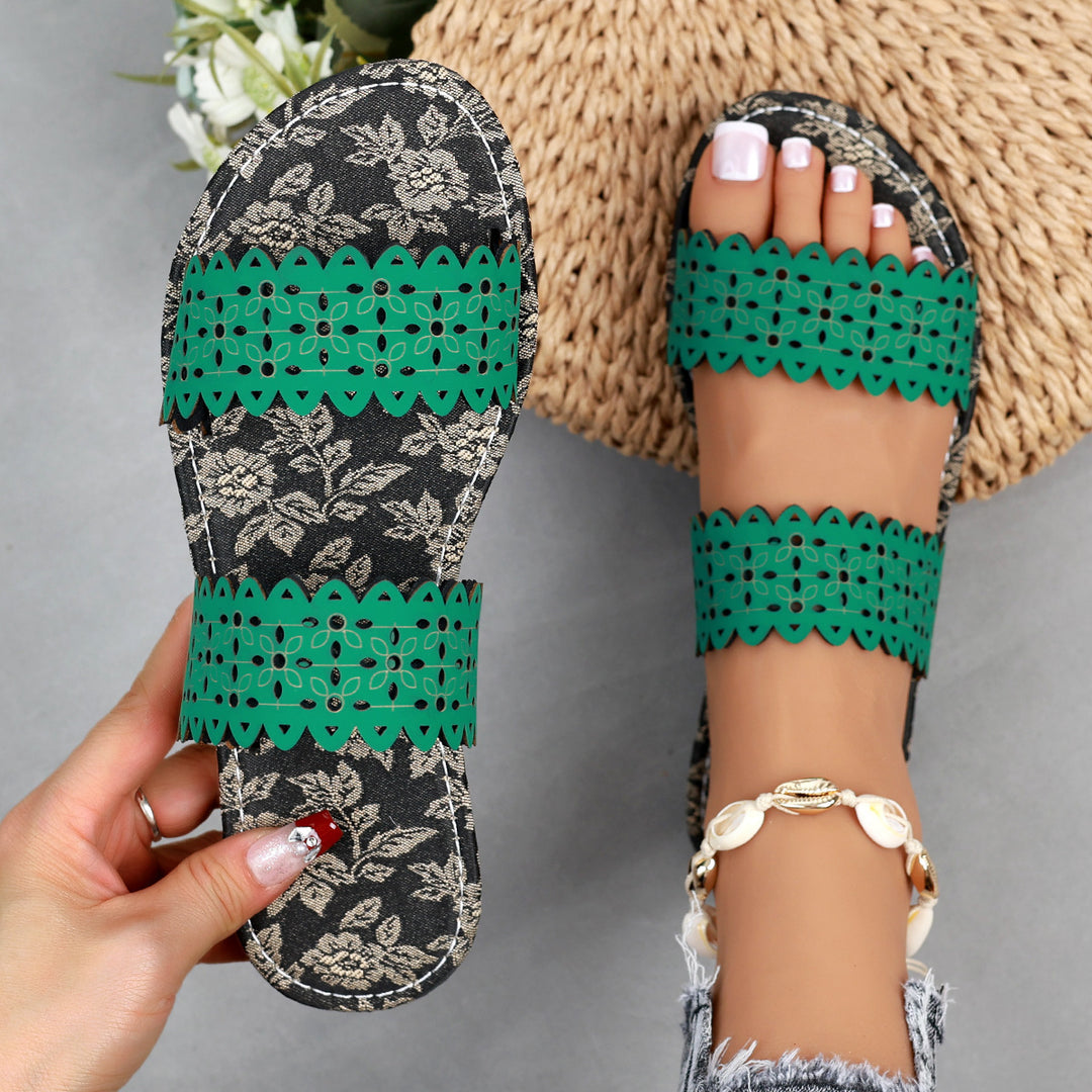 Damen Komfortable Slides mit modischen Cut-Out-Riemen R&B