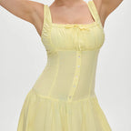 Damen Minikleid mit Rüschendetails und dekorativem Knoten R&B
