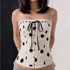Damen Bandeau-Blusenshirt mit Rüschendetails und Knopfleiste R&B