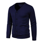 Herren modische Strickjacke mit V-Ausschnitt und praktischen Taschen R&B