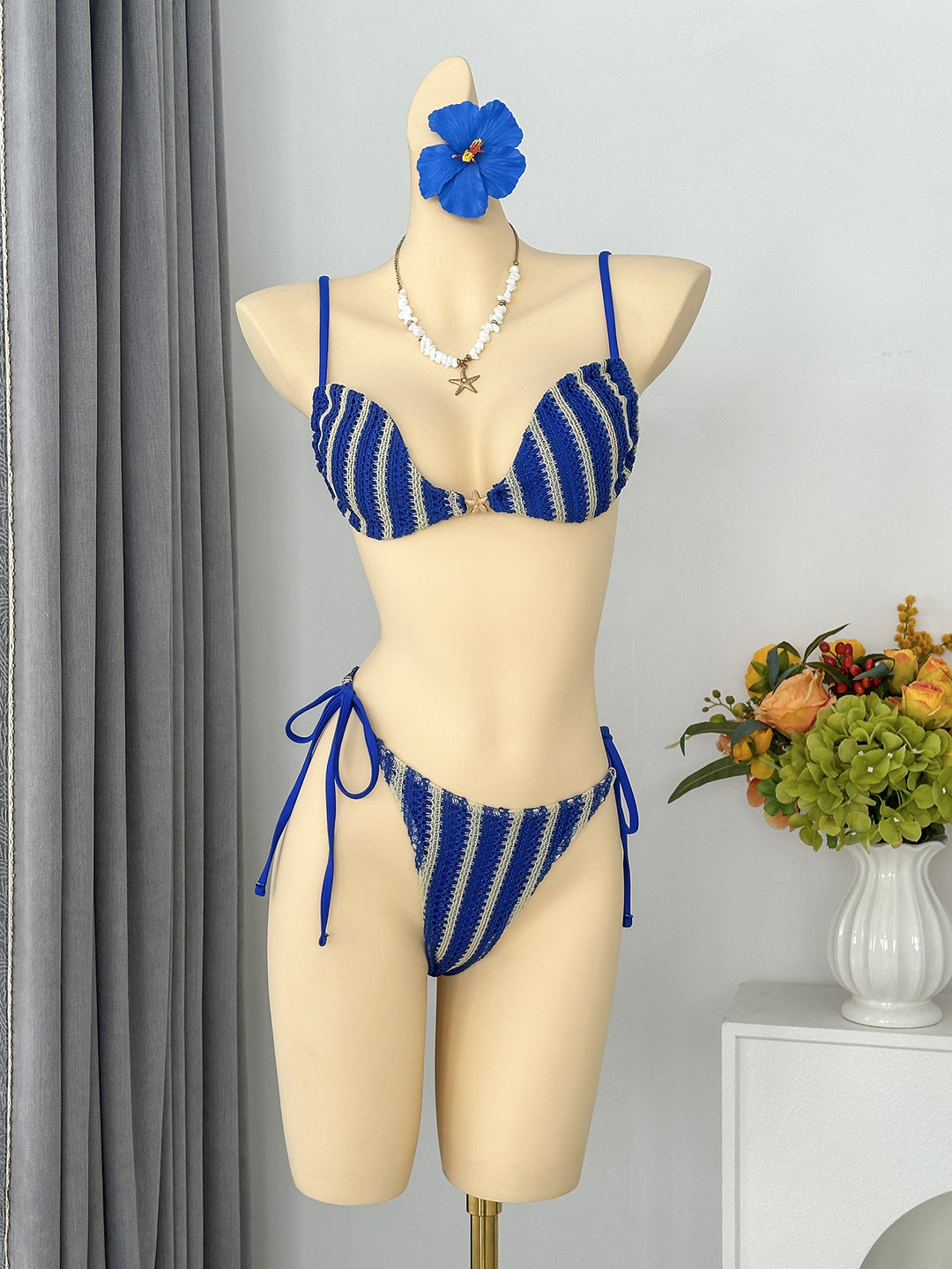 Damen Triangel-Bikini mit verspieltem Bindungsdesign R&B