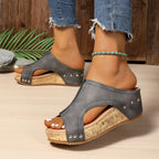 Damen Wedge-Sandaletten aus Kork mit stilvollen Einsätzen R&B
