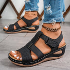 Damen Wedge-Sandalen mit anatomischem Fußbett und verstellbarem Riemendesign R&B