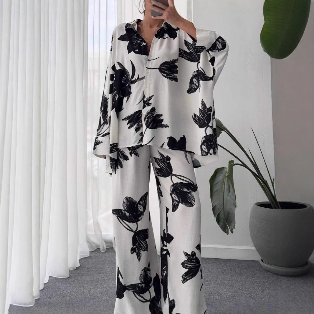 Damen Lässiges und elegantes Blusenset mit floralem Muster R&B