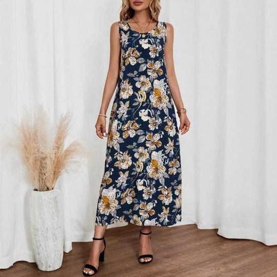 Damen Langes Sommerkleid mit floralem Muster und elegantem Schnitt R&B