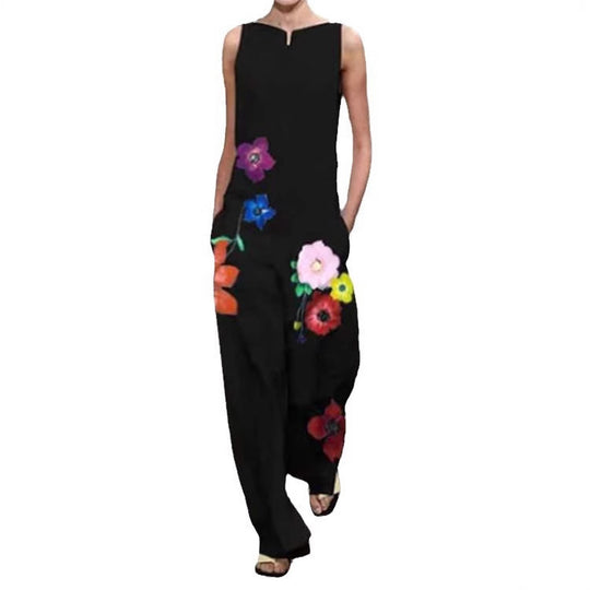 Damen Modischer Jumpsuit mit floralem Design und praktischen Taschen R&B