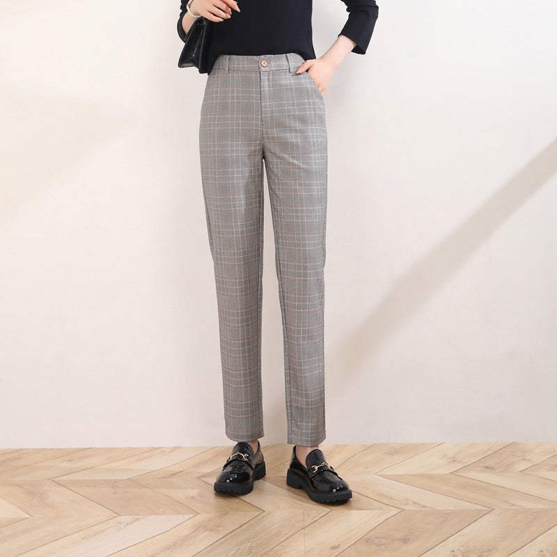 Damen Stoffhose kariert mit High Waist