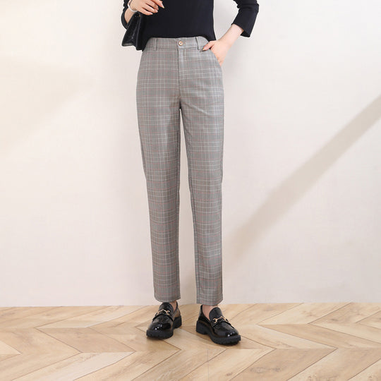 Damen Stoffhose kariert mit High Waist
