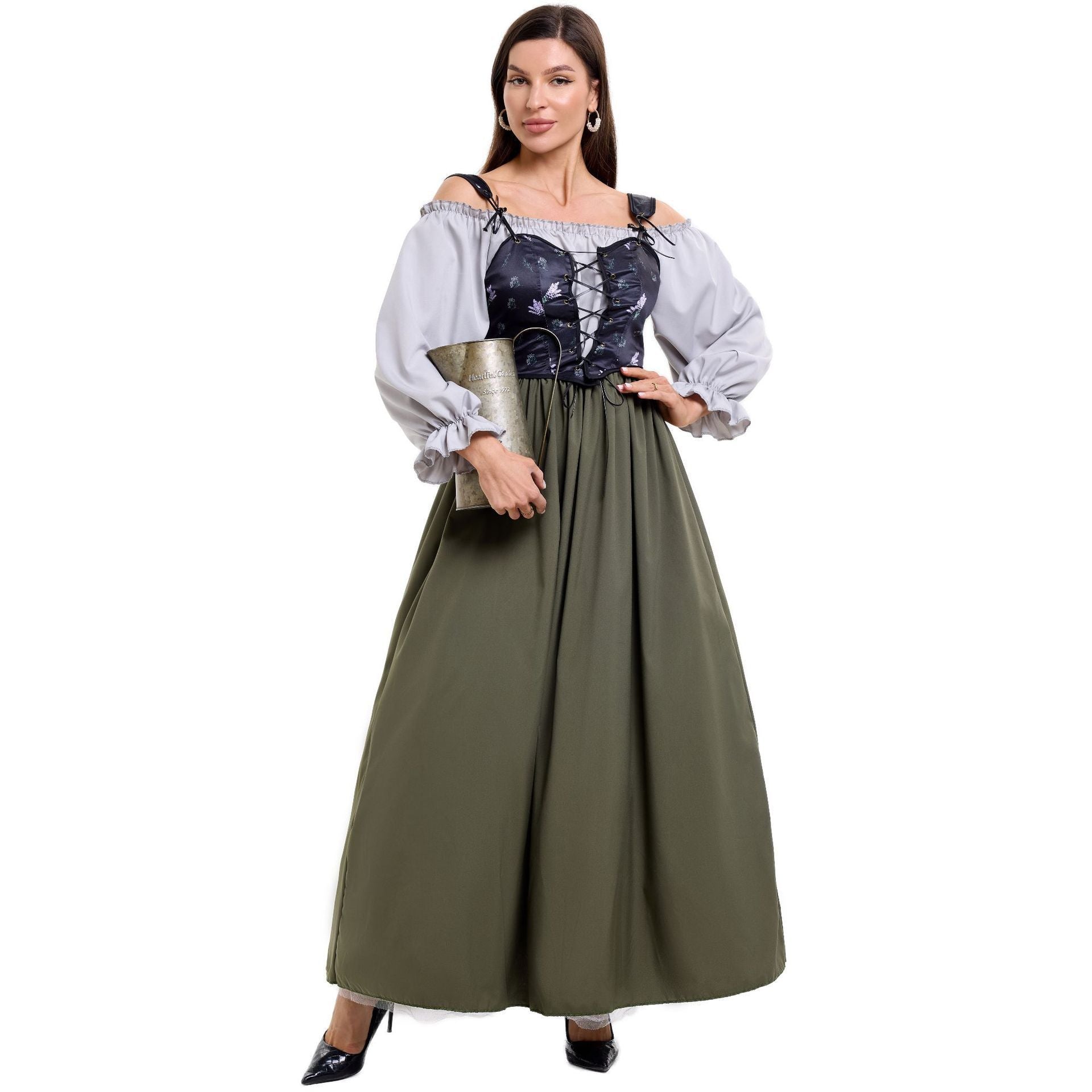Damen Trachtenkleid mit romantischem Oberteil und fließendem Rock R&B