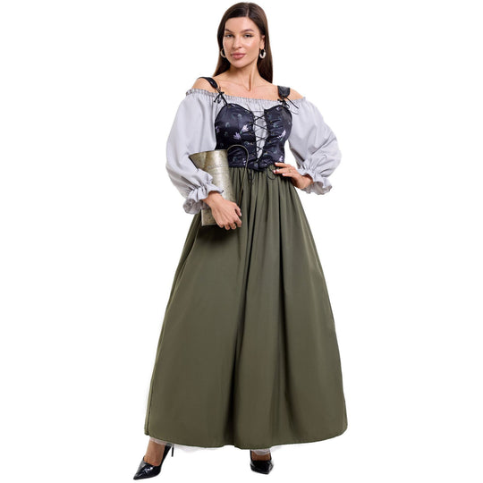 Damen Trachtenkleid mit romantischem Oberteil und fließendem Rock R&B