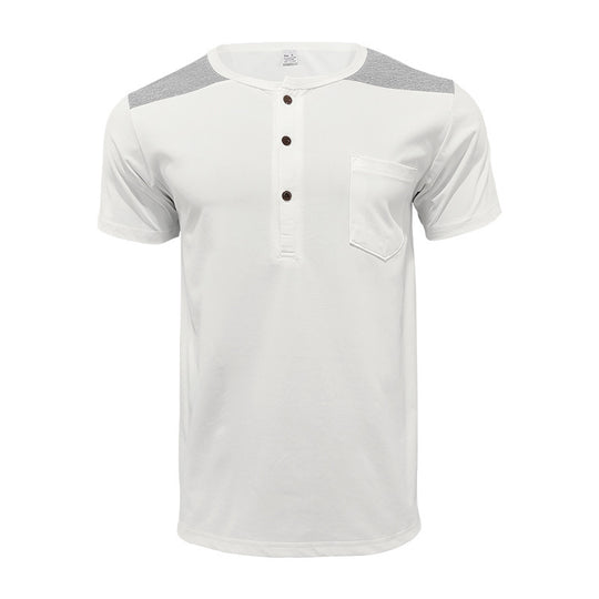 Herren Kurzarm Henley-T-Shirt mit strukturiertem Design und praktischer Brusttasche R&B