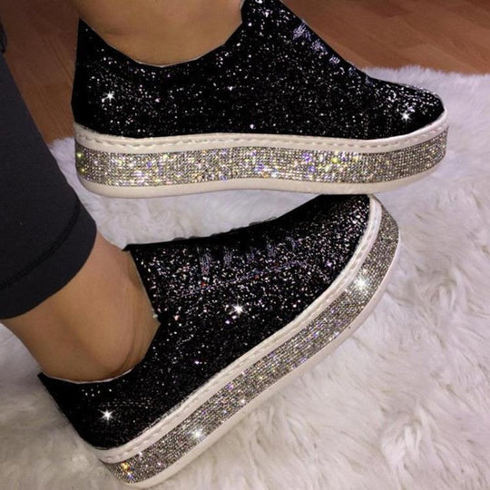 Damen Glitzernde Plateau-Sneaker R&B