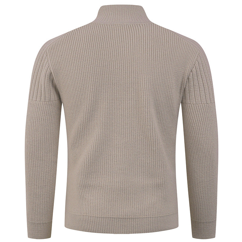 Herren innovativer Halbreißverschluss Pullover mit Rippstruktur R&B