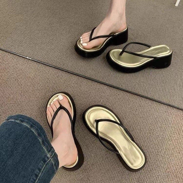 Damen komfortable Zehentrenner-Sandalen mit stützendem Plateau EB
