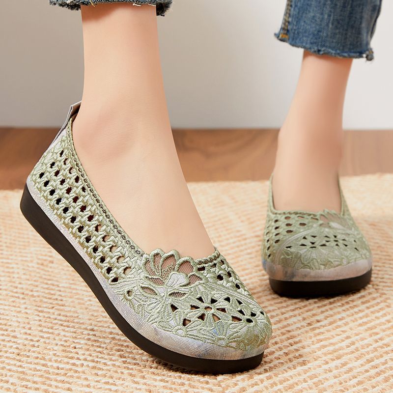 Damen Elegante und atmungsaktive Ballerinas mit floralen Stickereien R&B