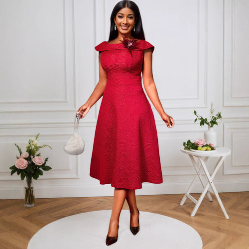 Damen A-Linien Abendkleid mit dekorativem Off-Shoulder-Ausschnitt R&B