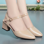 Damen Pumps mit verstellbarem Riemen und bequemem Blockabsatz
