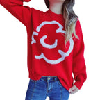 Damen gemütlicher Pullover mit verspieltem Motiv R&B