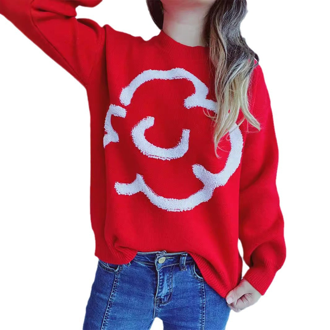Damen gemütlicher Pullover mit verspieltem Motiv R&B