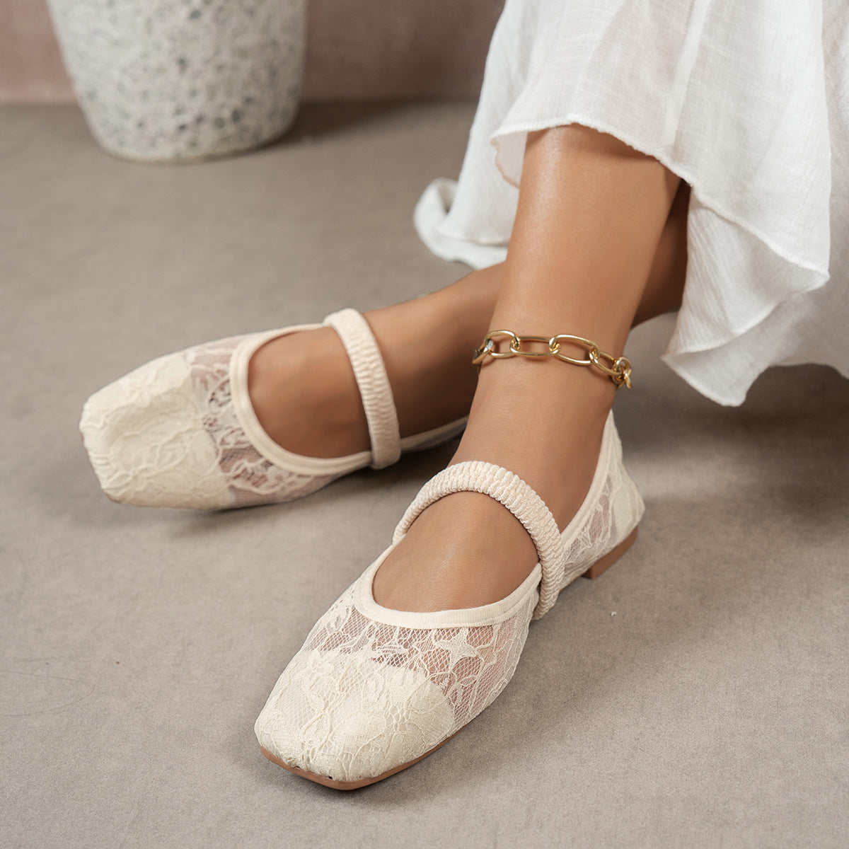 Damen elegante Ballerinas mit floralen Applikationen und rutschfester Sohle R&B