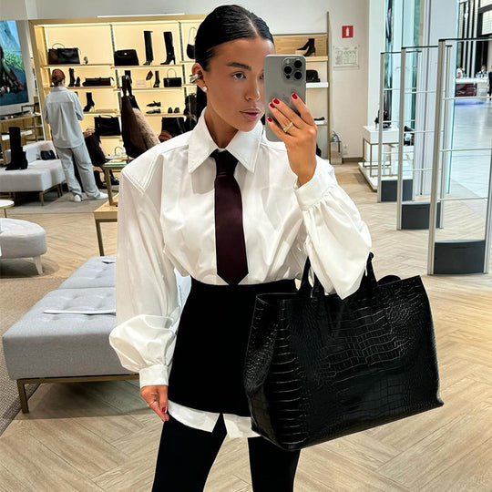 Damen Oversized Bluse mit voluminösen Ärmeln R&B