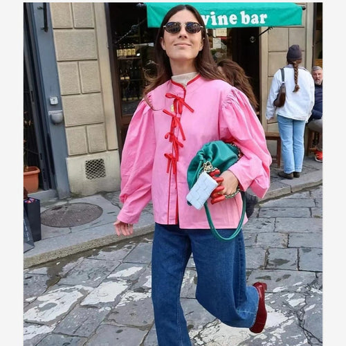 Damen Verspielte Bluse mit Rüschendetails und Kordelzug R&B