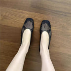 Damen Ballerinas mit floralem Design aus feinem Netzmaterial