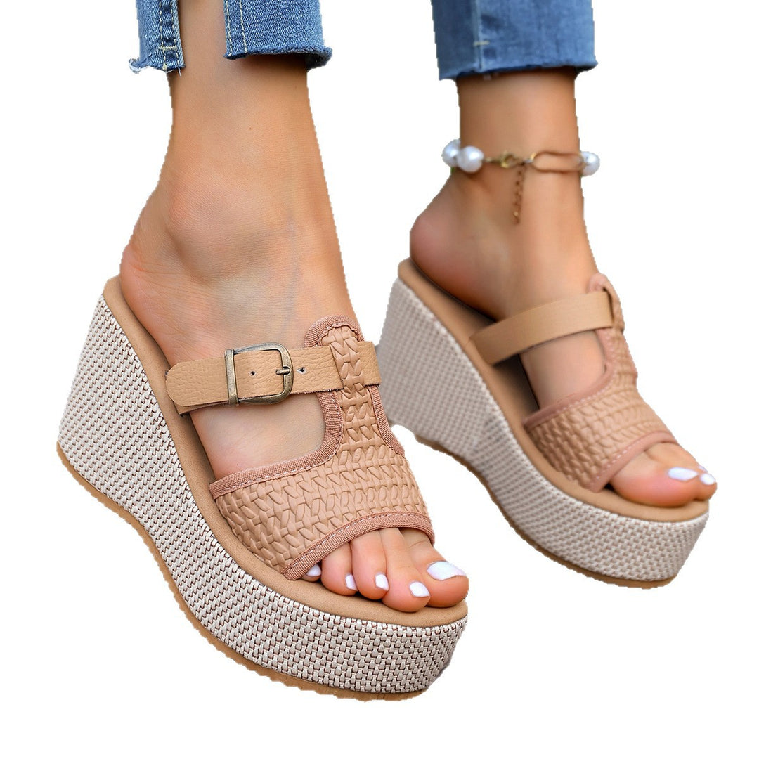 Damen Wedge-Pantoletten mit geflochtenem Riemendesign und komfortabler Sohle R&B