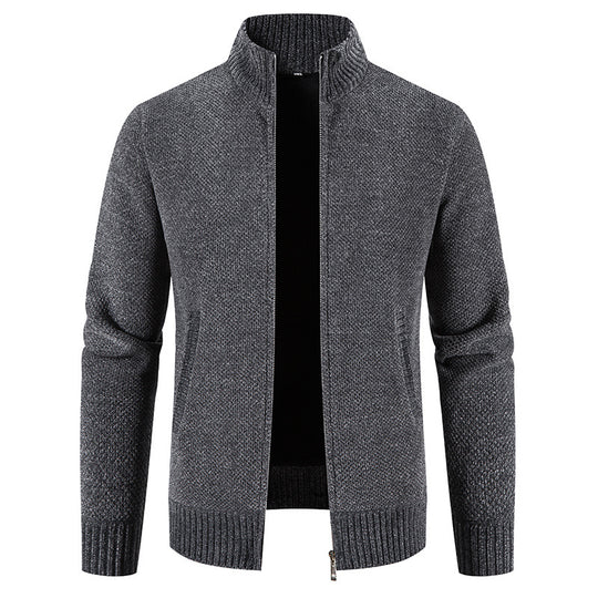 Herren modische Strickjacke mit hochgeschlossenem Kragen und Reißverschluss R&B