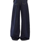 Damen weite Denim-Jeans im lässigen Stil mit hoch geschnittenem Bund und modernen Features R&B